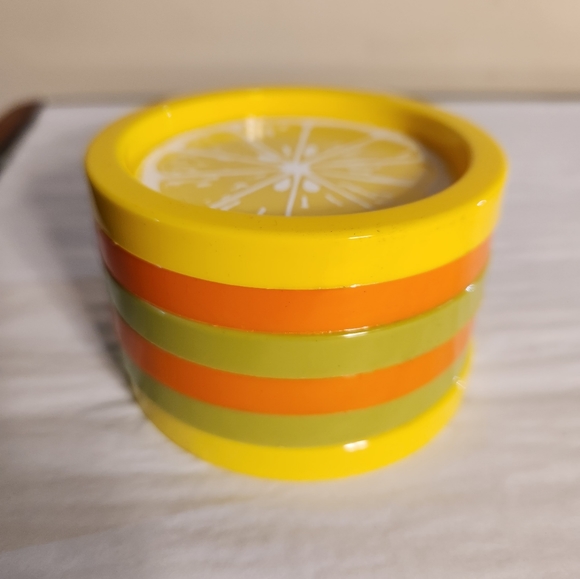 Retro 1969 Fruit and Frappe Summer Coasters and Stirrers Gift Set Made in USA - Picture 4 of 9